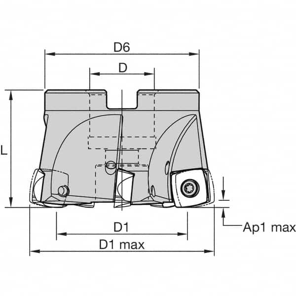 Kennametal - 2-1/2" Cut Diam, 1" Arbor Hole Diam, Indexable Square-Shoulder Face Mill - Benchmark Tooling