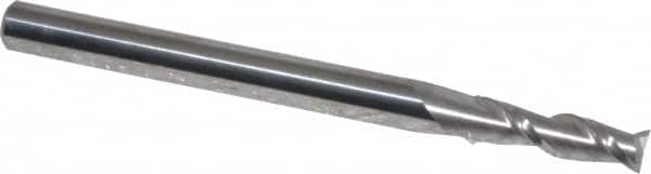 Accupro - 3.5mm, 12mm LOC, 4mm Shank Diam, 50mm OAL, 2 Flute, Solid Carbide Square End Mill - Single End, Uncoated, Spiral Flute, 40° Helix, Centercutting, Right Hand Cut, Right Hand Flute - Benchmark Tooling