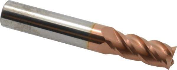 Accupro - 11mm, 25mm LOC, 12mm Shank Diam, 76mm OAL, 4 Flute, Solid Carbide Square End Mill - Single End, TiCN Finish, Spiral Flute, 40° Helix, Centercutting, Right Hand Cut, Right Hand Flute - Benchmark Tooling