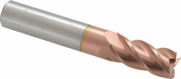 Accupro - 12mm, 25mm LOC, 12mm Shank Diam, 76mm OAL, 4 Flute, Solid Carbide Square End Mill - Single End, TiCN Finish, Spiral Flute, 40° Helix, Centercutting, Right Hand Cut, Right Hand Flute - Benchmark Tooling