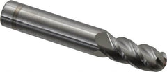Accupro - 11mm Diam, 25mm LOC, 4 Flute Solid Carbide Ball End Mill - Uncoated, Single End, 76mm OAL, 12mm Shank Diam, Spiral Flute - Benchmark Tooling