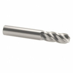 Accupro - 12mm Diam, 25mm LOC, 4 Flute Solid Carbide Ball End Mill - Uncoated, Single End, 76mm OAL, 12mm Shank Diam, Spiral Flute - Benchmark Tooling