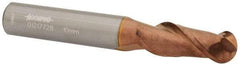 Accupro - 10mm Diam, 25mm LOC, 2 Flute Solid Carbide Ball End Mill - TiCN Finish, Single End, 70mm OAL, 10mm Shank Diam, Spiral Flute - Benchmark Tooling