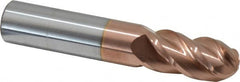 Accupro - 16mm Diam, 32mm LOC, 4 Flute Solid Carbide Ball End Mill - TiCN Finish, Single End, 89mm OAL, 16mm Shank Diam, Spiral Flute - Benchmark Tooling