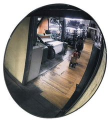 PRO-SAFE - Indoor & Outdoor Round Convex Safety, Traffic & Inspection Mirrors - Shatter-Resistant Glass Lens, Laminated Hardboard Backing, 13" Diam, 15' Max Covered Distance - Benchmark Tooling