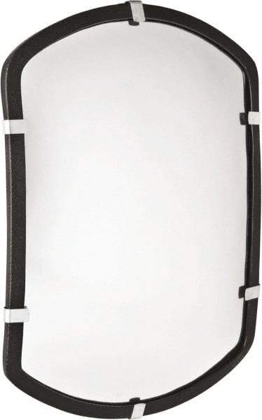 PRO-SAFE - Indoor & Outdoor Rectangular Convex Safety, Traffic & Inspection Mirrors - Acrylic Lens, Laminated Hardboard Backing, 26" High, 34' Max Covered Distance - Benchmark Tooling