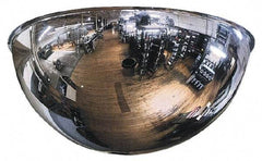 PRO-SAFE - Indoor & Outdoor Full Dome Dome Safety, Traffic & Inspection Mirrors - Acrylic Lens, Steel Backing, 18" Diam, 20' Max Covered Distance - Benchmark Tooling