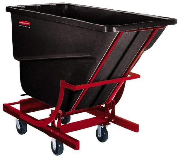 Rubbermaid - 750 Lb Load Capacity, 1/2 Cu Yd, Polyethylene Self-Dumping Hopper - 26-1/4" Wide x 55" Long x 47-3/4" High, Black - Benchmark Tooling