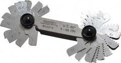 SPI - 30 Leaf, 6 to 60 TPI Range, Steel Screw Pitch Gage - 60° Thread Angle - Benchmark Tooling