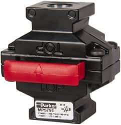 Parker - 3/8" NPT Safety Lockout Valve - 3-Way, 3 Position, Slide Valve, 8.3 CV Rate, 250 Max psi & 175°F Max Temp - Benchmark Tooling