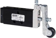 Parker - 0.2 CV Rate, 1/8" NPT Inlet HD Mechanical Oper Valve - 4 Way, 2 Position, 1/8" NPT Outlet, 150 Max psi, Roller Lever Spring Return - Benchmark Tooling