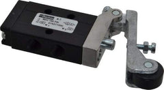 Parker - 0.2 CV Rate, 1/8" NPT Inlet HD Mechanical Oper Valve - 3 Way, 2 Position, 1/8" NPT Outlet, 150 Max psi, Roller Lever Spring Return - Benchmark Tooling