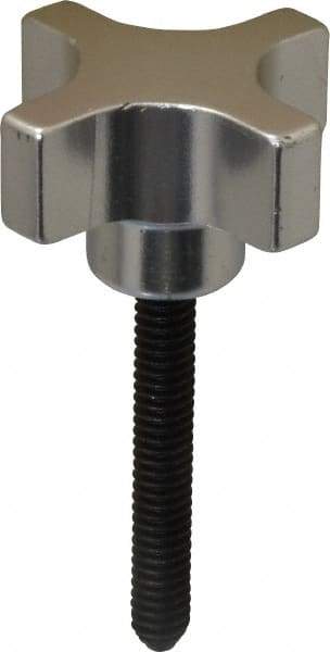 Gibraltar - 1-1/2" Head Diam, 4 Point Lobed Knob - 1/4-20 Stem, Aluminum - Benchmark Tooling
