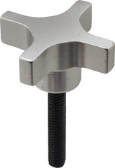 Gibraltar - 2" Head Diam, 4 Point Lobed Knob - 5/16-18 Stem, Aluminum - Benchmark Tooling