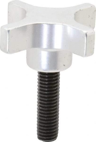 Gibraltar - 2-1/2" Head Diam, 4 Point Lobed Knob - 1/2-13 Stem, Aluminum - Benchmark Tooling