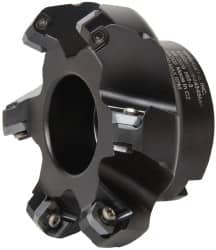 Kennametal - 80.01mm Cut Diam, 1" Arbor Hole, 6.6mm Max Depth of Cut, 45° Indexable Chamfer & Angle Face Mill - 6 Inserts, SEKT 1404... Insert, Right Hand Cut, 6 Flutes, Series KSSM - Benchmark Tooling