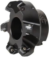 Kennametal - 80.01mm Cut Diam, 1" Arbor Hole, 6.6mm Max Depth of Cut, 45° Indexable Chamfer & Angle Face Mill - 6 Inserts, SEKT 1404... Insert, Right Hand Cut, 6 Flutes, Series KSSM - Benchmark Tooling