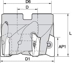 Kennametal - 10 Inserts, 4" Cut Diam, 1-1/2" Arbor Diam, 14.22mm Max Depth of Cut, Indexable Square-Shoulder Face Mill - 0/90° Lead Angle, 2" High, EC14.., EP14.. Insert Compatibility, Through Coolant, Series Mill 1-14 - Benchmark Tooling
