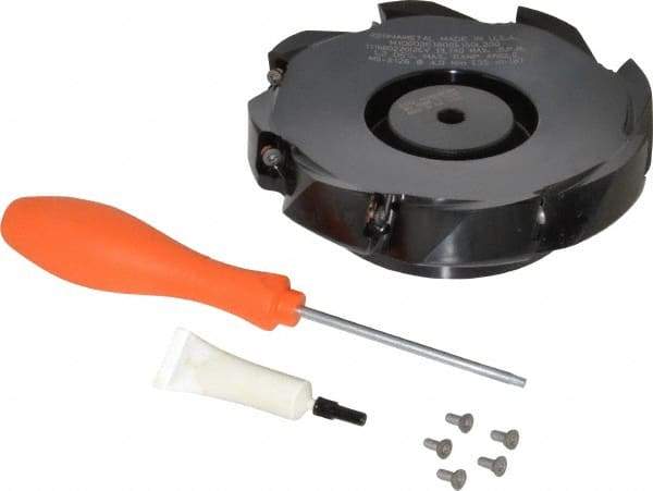 Kennametal - 8 Inserts, 6" Cut Diam, 1-1/2" Arbor Diam, 18.03mm Max Depth of Cut, Indexable Square-Shoulder Face Mill - 0/90° Lead Angle, 2" High, EC18.., EP18.. Insert Compatibility, Through Coolant, Series Mill 1-18 - Benchmark Tooling