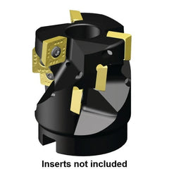 Kennametal - 12 Inserts, 2" Cut Diam, 3/4" Arbor Diam, 42.95mm Max Depth of Cut, Indexable Square-Shoulder Face Mill - 0/90° Lead Angle, 57.15mm High, SD.T 43.. Insert Compatibility, Through Coolant, Series KSSP - Benchmark Tooling