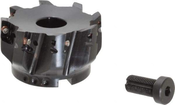 Kennametal - 8 Inserts, 3" Cut Diam, 1" Arbor Diam, 14.22mm Max Depth of Cut, Indexable Square-Shoulder Face Mill - 0/90° Lead Angle, 1-3/4" High, EC14.., EP14.. Insert Compatibility, Through Coolant, Series Mill 1-14 - Benchmark Tooling