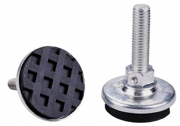 Tech Products - 1/4-20 Bolt Thread, Studded Pivotal Stud Mount Leveling Pad & Mount - 150 Max Lb Capacity, 1-1/2" Base Diam, 1-1/4" Thread Length - Benchmark Tooling