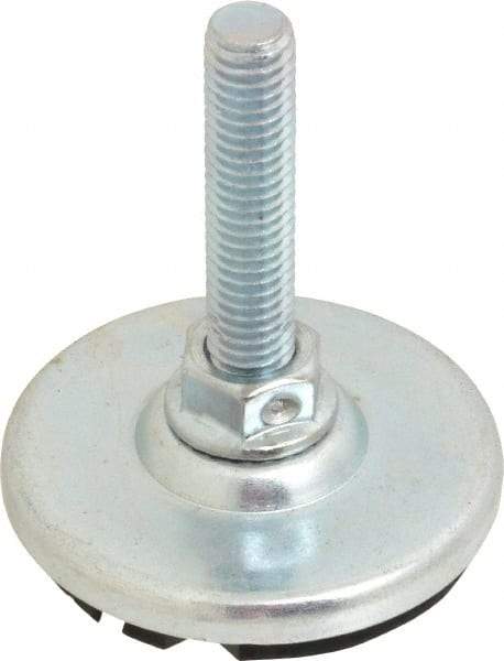 Tech Products - 3/8-16 Bolt Thread, Studded Pivotal Stud Mount Leveling Pad & Mount - 300 Max Lb Capacity, 2-1/8" Base Diam, 1-1/2" Thread Length - Benchmark Tooling