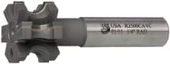 Whitney Tool Co. - 1/4" Radius, 1/2" Circle Diam, 1-1/2" Cutter Diam, 1" Cutting Width, Shank Connection, Concave Radius Cutter - 3/4" Shank Diam, 4" OAL, Carbide-Tipped, Uncoated, Profile Ground, 6 Teeth, Weldon Flat - Benchmark Tooling