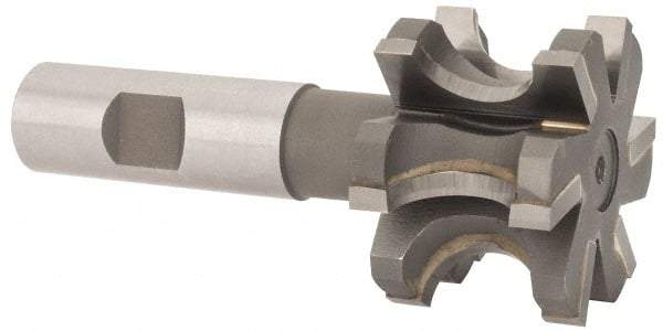 Whitney Tool Co. - 3/8" Radius, 3/4" Circle Diam, 1-7/8" Cutter Diam, 1-1/4" Cutting Width, Shank Connection, Concave Radius Cutter - 3/4" Shank Diam, 4" OAL, Carbide-Tipped, Uncoated, Profile Ground, 6 Teeth, Weldon Flat - Benchmark Tooling