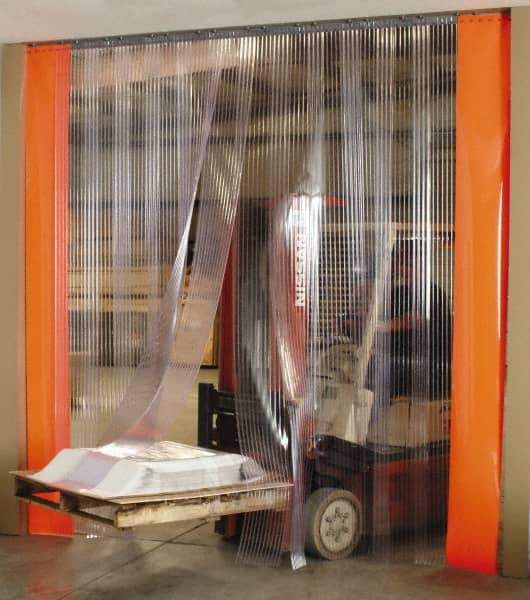 Aleco - 4' Door Width x 7' Door Height Vinyl Clear Smooth Strip Door Kit - 8" Strip Width x 0.08" Strip Thickness, 50% Overlap - Benchmark Tooling