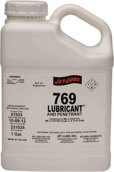 Jet-Lube - 1 Gal Bottle Thin Oily Film Penetrant/Lubricant - Clear Amber, Food Grade - Benchmark Tooling