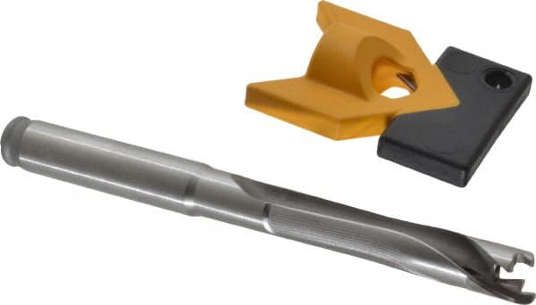 Kennametal - 9 to 9.49mm Diam, 5xD, 47.5mm Max Depth, 3/8" Shank Diam, 57.91mm Flute, 104.78mm OAL, Replaceable Tip Drill - KTIP03580HP Insert, H Seat Size, Series KenTIP - Benchmark Tooling