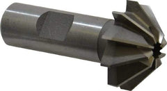 Made in USA - 1-1/4" Large x 1/2" Small Diam, 17/32" Width of Cut, 90° Included Angle, 10 Teeth, Cobalt Face Angle Cutter - 5/8" Shank Diam, 2-13/32" Overall Length, Weldon Flat - Benchmark Tooling