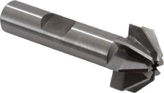 Made in USA - 3/4" Large x 5/16" Small Diam, 3/8" Width of Cut, 90° Included Angle, 8 Teeth, High Speed Steel Face Angle Cutter - 3/8" Shank Diam, 1-15/16" Overall Length, Weldon Flat - Benchmark Tooling