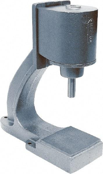 Mead - 1-3/8" Ram, 7-3/4" Throat Depth, 1-3/4 Ton Pneumatic Arbor Press - 9-13/16" Max Work Height x 8" Max Work Width, 6" Base Width x 19-1/2" Base Depth - Benchmark Tooling