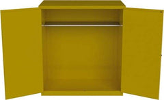 Jamco - 59" Wide x 34" Deep x 65" High, Steel Vertical Drum Cabinet with 3 Point Key Lock - Yellow, Manual Closing Door, 2 Shelves, 2 Drums - Benchmark Tooling