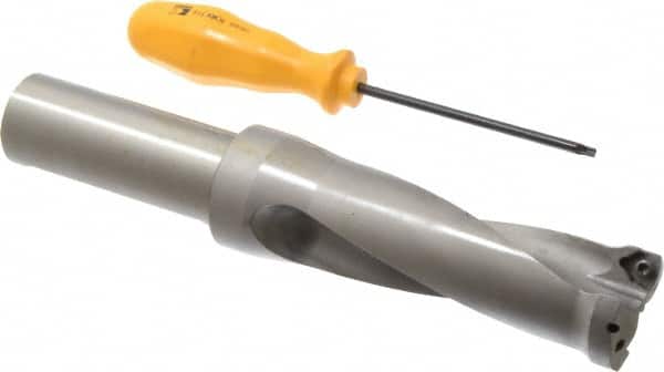 Kennametal - 3-3/4" Max Drill Depth, 2.5xD, 38.1mm Diam, Indexable Insert Drill - 2 Inserts, 1-1/4" Shank Diam, Straight Shank - Benchmark Tooling