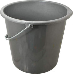 PRO-SOURCE - 10 Qt, Plastic Round Gray Single Pail with Pour Spout - Handle Included - Benchmark Tooling