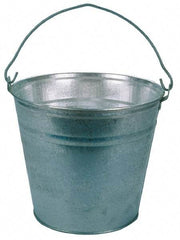 PRO-SOURCE - 12 Qt, 10-3/4" High, Galvanized Steel Round Gray Single Pail - Handle Included, 12-1/4" Top Diam - Benchmark Tooling