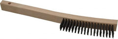 Made in USA - 4 Rows x 19 Columns Wire Scratch Brush - 6-1/4" Brush Length, 13-3/4" OAL, 1-3/16" Trim Length, Wood Toothbrush Handle - Benchmark Tooling