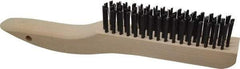 Made in USA - 4 Rows x 16 Columns Wire Scratch Brush - 10" OAL, 1-1/8" Trim Length, Wood Shoe Handle - Benchmark Tooling