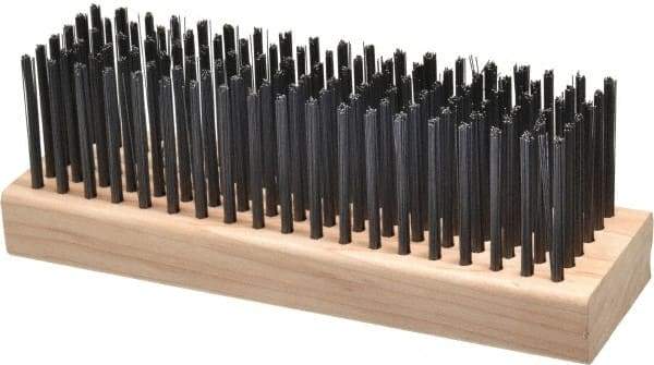 Made in USA - 6 Rows x 19 Columns Wire Scratch Brush - 7" OAL, 1-3/4" Trim Length, Wood Straight Handle - Benchmark Tooling