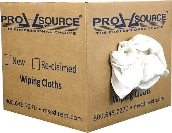 PRO-SOURCE - Virgin Cotton T-Shirt Rag - Lint-Free, White, 3 to 4 Pieces per Lb, Comes in Box - Benchmark Tooling