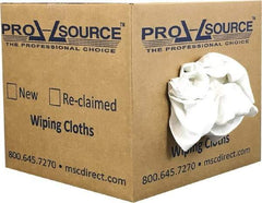 PRO-SOURCE - Virgin Cotton T-Shirt Rag - Lint-Free, White, 3 to 4 Pieces per Lb, Comes in Box - Benchmark Tooling