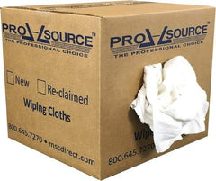 PRO-SOURCE - Reclaimed Cotton T-Shirt Rag - Low Lint, White, 3 to 4 Pieces per Lb, Comes in Box - Benchmark Tooling