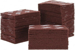 3M - Fine Grade, Aluminum Oxide Hand Pad - Brown, 6" Wide x 9" Long, Nonwoven - Benchmark Tooling