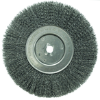 10" - Diameter Narrow Face Crimped Wire Wheel; .014" Steel Fill; 1-1/4" Arbor Hole - Benchmark Tooling