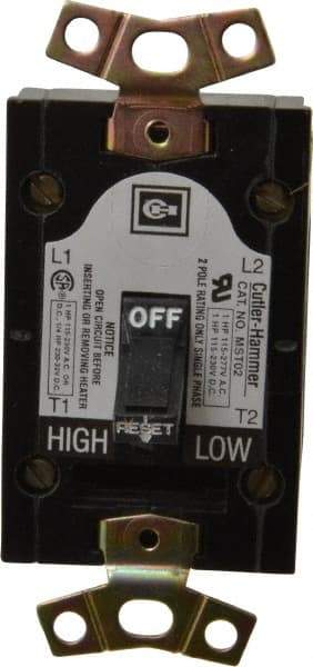 Eaton Cutler-Hammer - 2 Poles, 0.4 to 16 Amp, NEMA, Open Toggle Manual Motor Starter - 43.2mm Wide x 40.1mm Deep x 96.8mm High, 1 hp at 120/240 V, 1 hp at 277 V & 1/4 hp at 32 V, CSA Certified & UL Listed - Benchmark Tooling