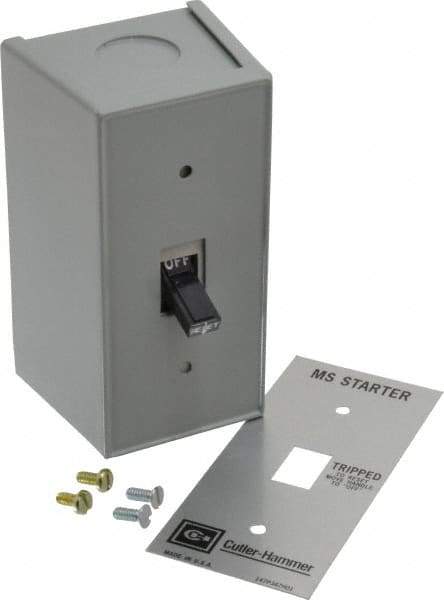 Eaton Cutler-Hammer - 2 Poles, 0.4 to 16 Amp, NEMA, Enclosed Toggle Manual Motor Starter - 60.5mm Wide x 71.9mm Deep x 105.7mm High, 1 hp at 120/240 V, 1 hp at 277 V & 1/4 hp at 32 V, CSA Certified, NEMA 1, UL Listed - Benchmark Tooling