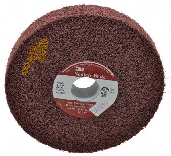 3M - 6" Diam, 1" Face Width, 1" Center Hole, Medium Grade, Aluminum Oxide Deburring Wheel - Convolute, Medium Density 5 Grade, 6,000 RPM - Benchmark Tooling